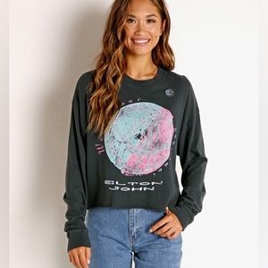 Daydreamer Elton John Long Sleeve Crop Tee Size Small
